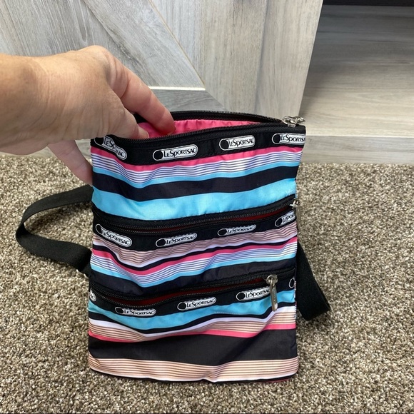 LeSportSac Crossbody Adjustable Strap, Three Separate Zipper Compartments Stripe - Picture 5 of 7